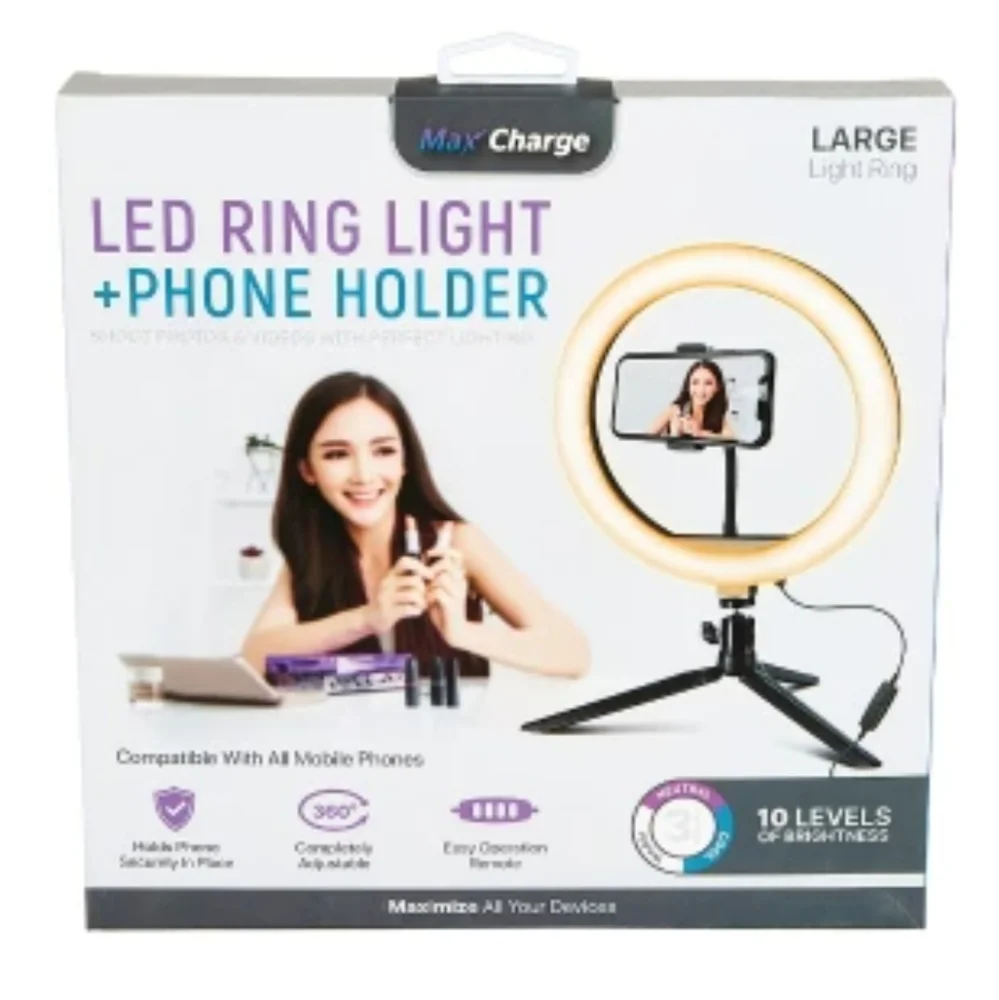 Max Charge Led Ring Light + Phone Holder